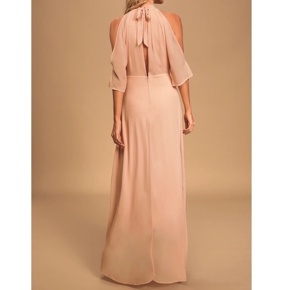 LULU'S Loving Moment Blush Cold-Shoulder Cutout Halter Maxi Dress SIze Small NWT - Picture 5 of 16